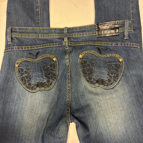 Y2K Apple Bottoms Women's Jeans with Apple Design and Rhinestone - Picture 1 of 10